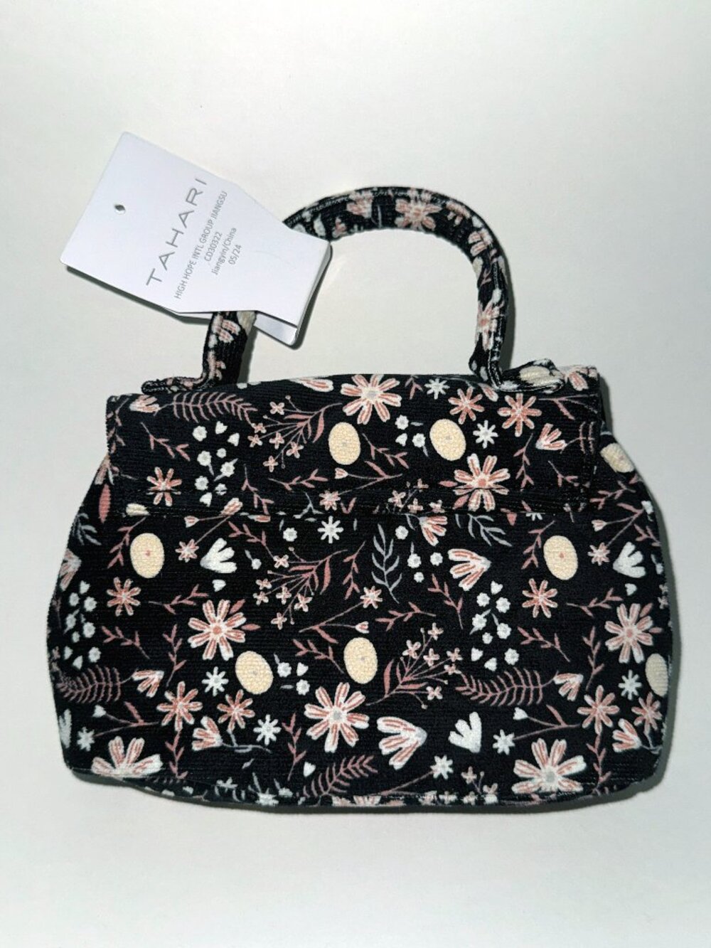 Tahari Girls Floral Mini Handbag Purse NWT Black Pink